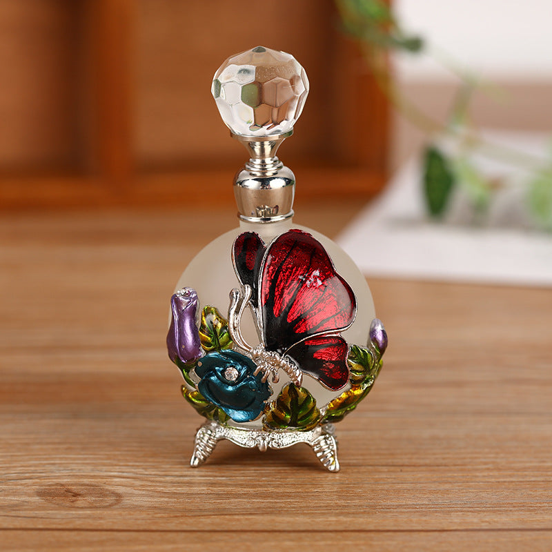 Middle East Enamel Butterfly Round Perfume Bottle