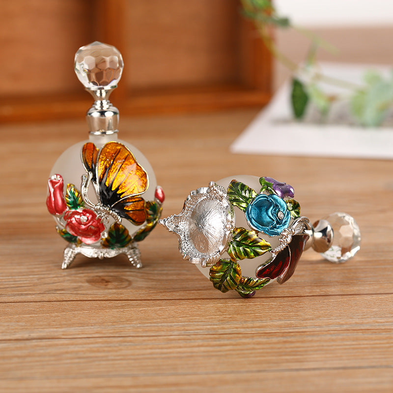 Middle East Enamel Butterfly Round Perfume Bottle