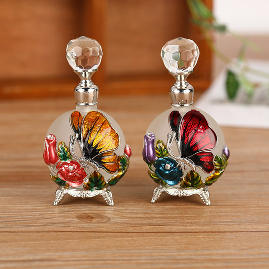 Middle East Enamel Butterfly Round Perfume Bottle