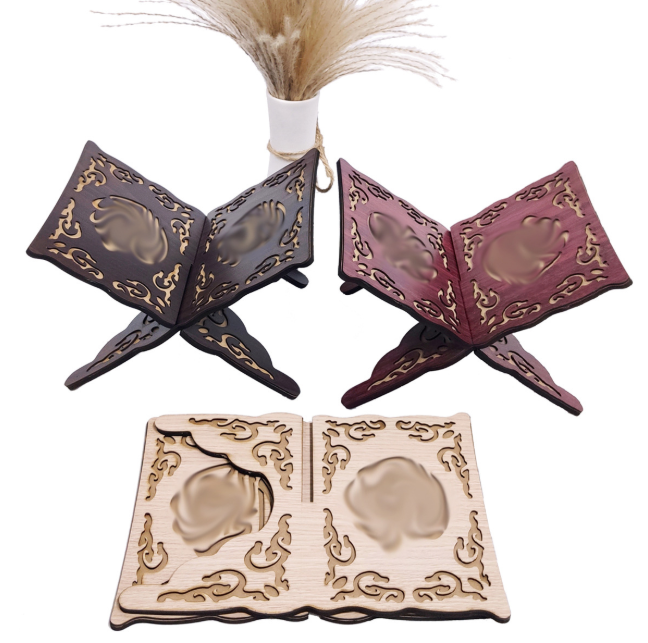 Arabic Three-Color MDF Wooden Bookshelf