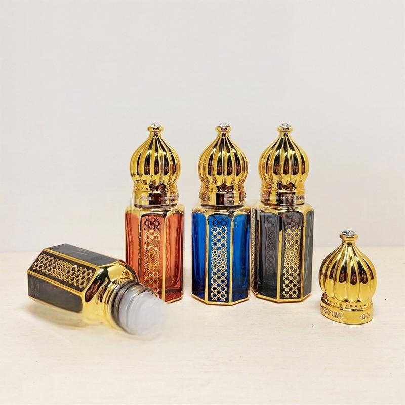 6ml Essential Oil Roller Bottle, Travel Perfume Refill Bottle, Electroplated Engraved Middle Eastern Arabic Essential Oil Bottle