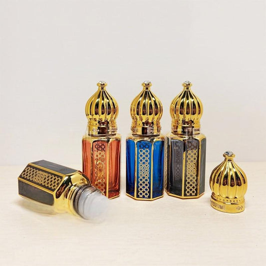 6ml Essential Oil Roller Bottle, Travel Perfume Refill Bottle, Electroplated Engraved Middle Eastern Arabic Essential Oil Bottle