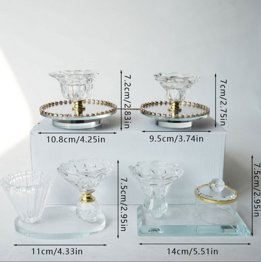 Small set of round mirror plate incense burner