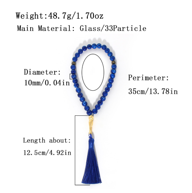 Muslim prayer beads with colored tassels, baked enamel, Islamic prayer beads