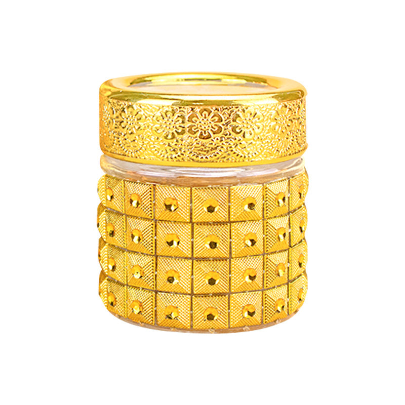 Gold Round Glass Saffron Bottle