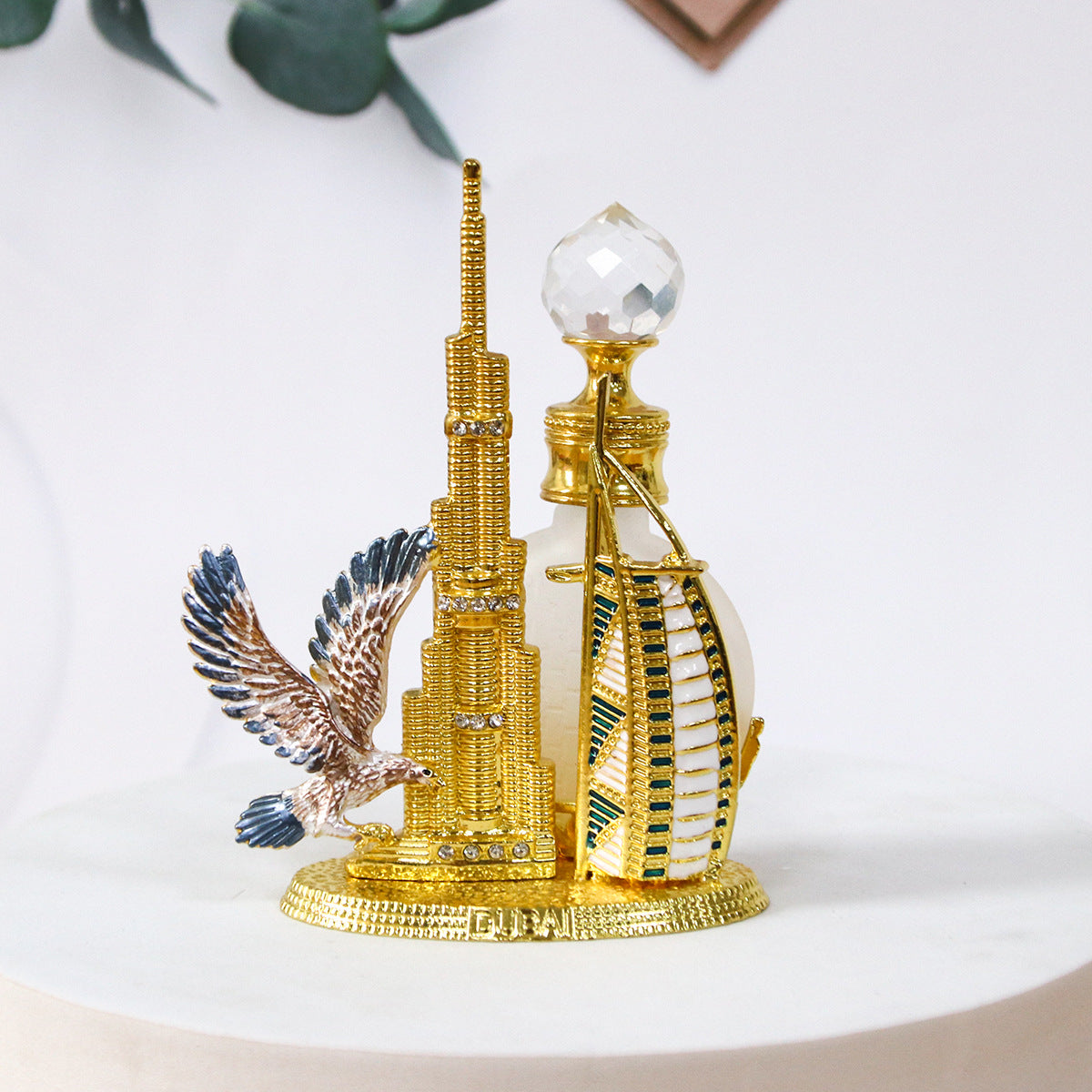 10ml Sailboat Burj Khalifa Hand-Painted Falcon-Inlaid Diamond Glass Dropper Perfume Bottle