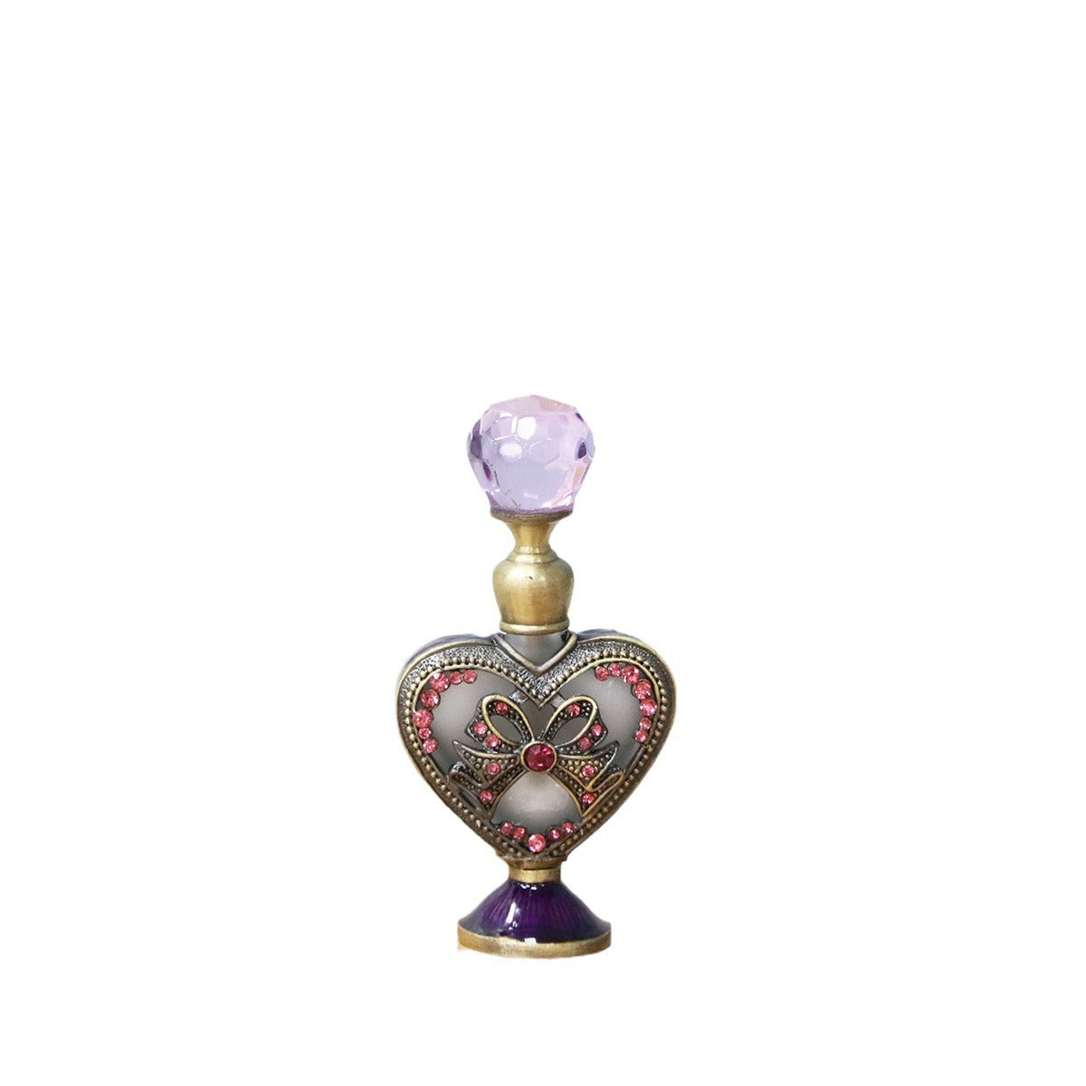4ml Heart-shaped Hand-painted Bow Rhinestone Perfume Bottle