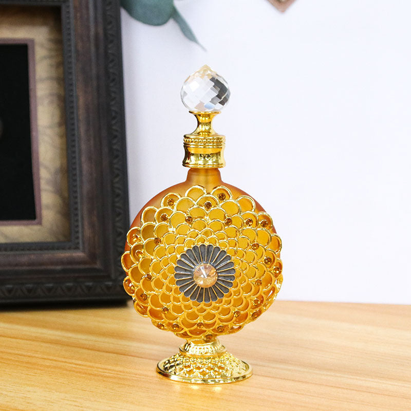 Middle East Style High-End Handcrafted Rhinestone-Embedded Painted Perfume and Essential Oil Bottle