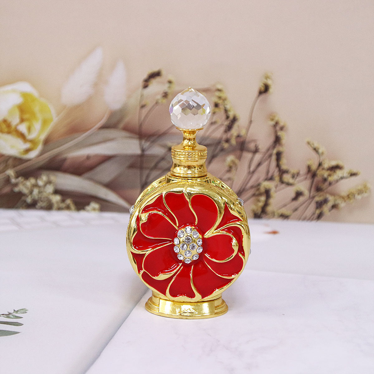 High-end Floral Metal Perfume Essential Oil Bottle