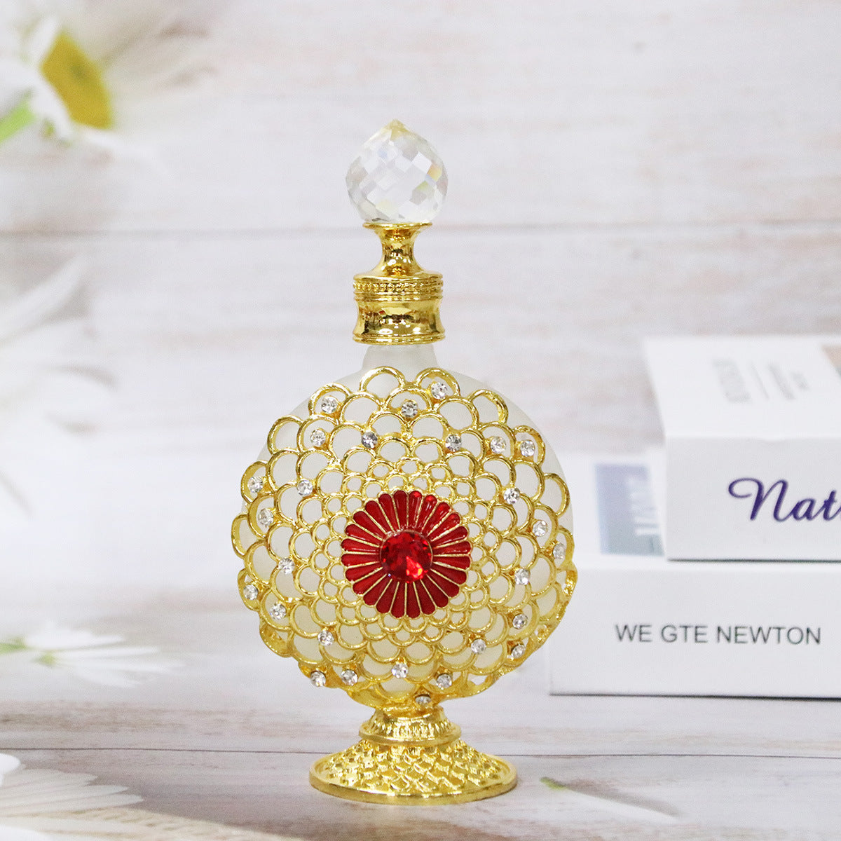 Middle East Style High-End Handcrafted Rhinestone-Embedded Painted Perfume and Essential Oil Bottle