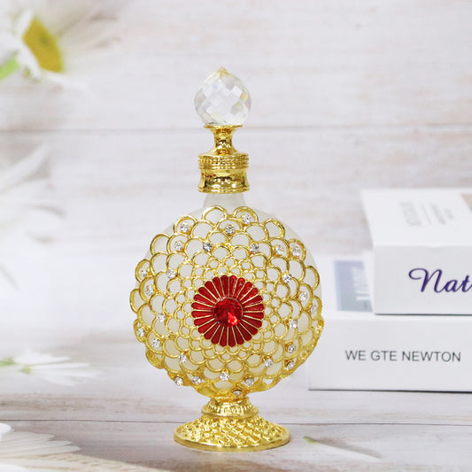 Middle East Style High-End Handcrafted Rhinestone-Embedded Painted Perfume and Essential Oil Bottle