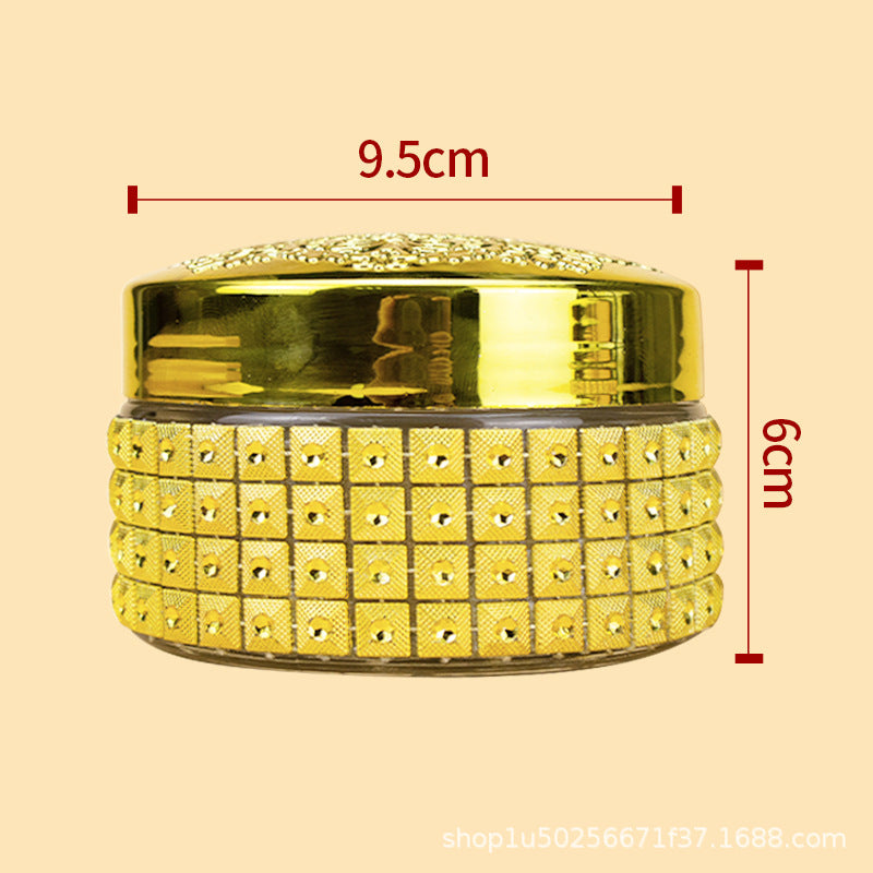 Rhinestone Decorated Flower Cap Saffron Bottle Cream Jar