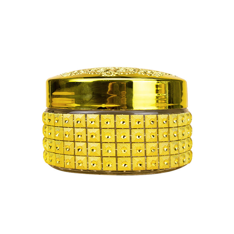 Rhinestone Decorated Flower Cap Saffron Bottle Cream Jar