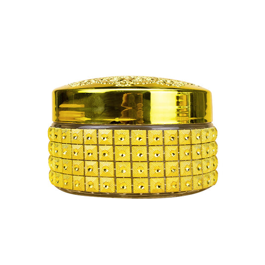 Rhinestone Decorated Flower Cap Saffron Bottle Cream Jar