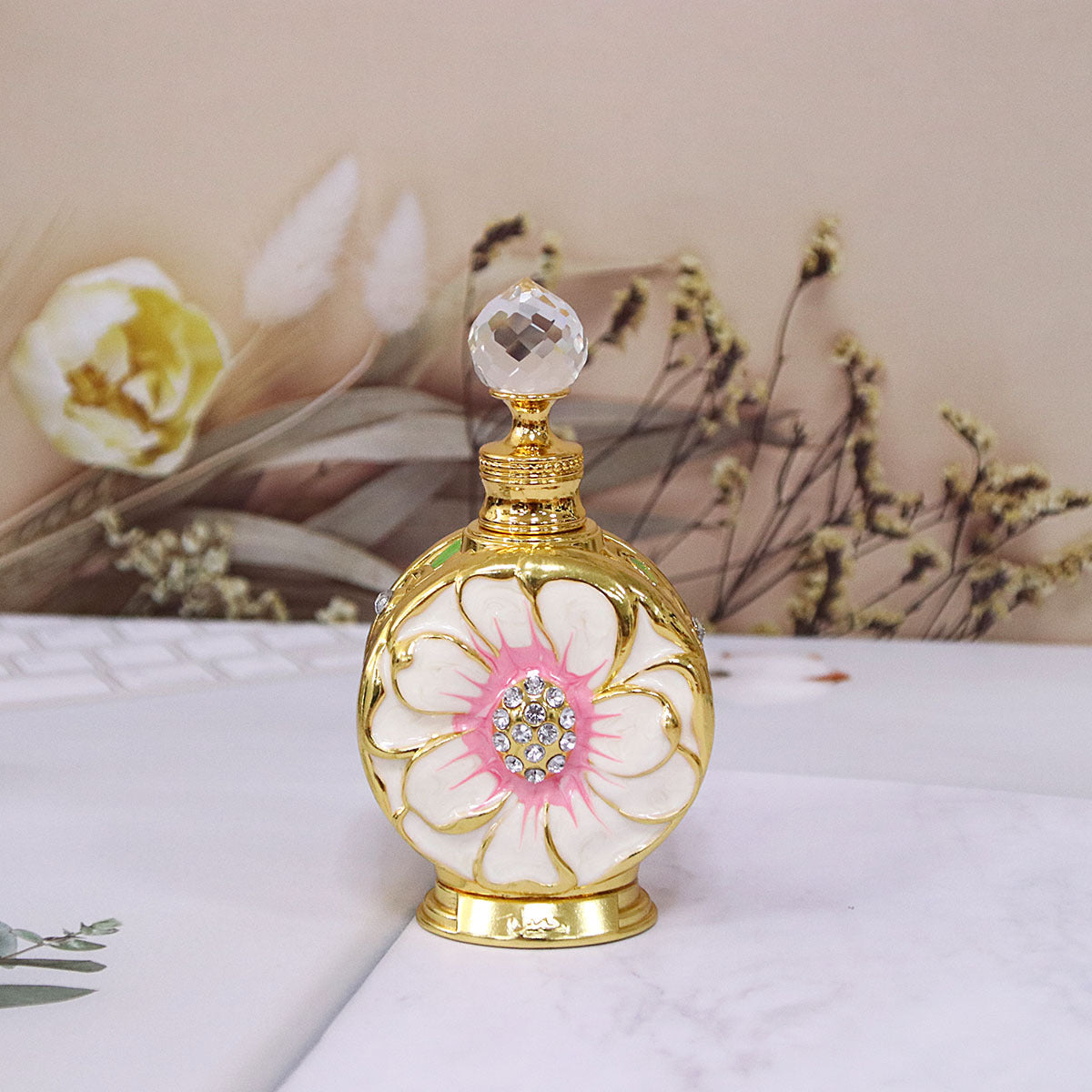 High-end Floral Metal Perfume Essential Oil Bottle