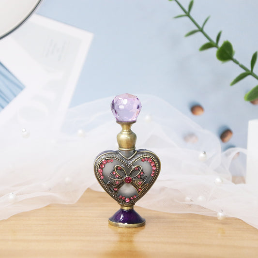 4ml Heart-shaped Hand-painted Bow Rhinestone Perfume Bottle