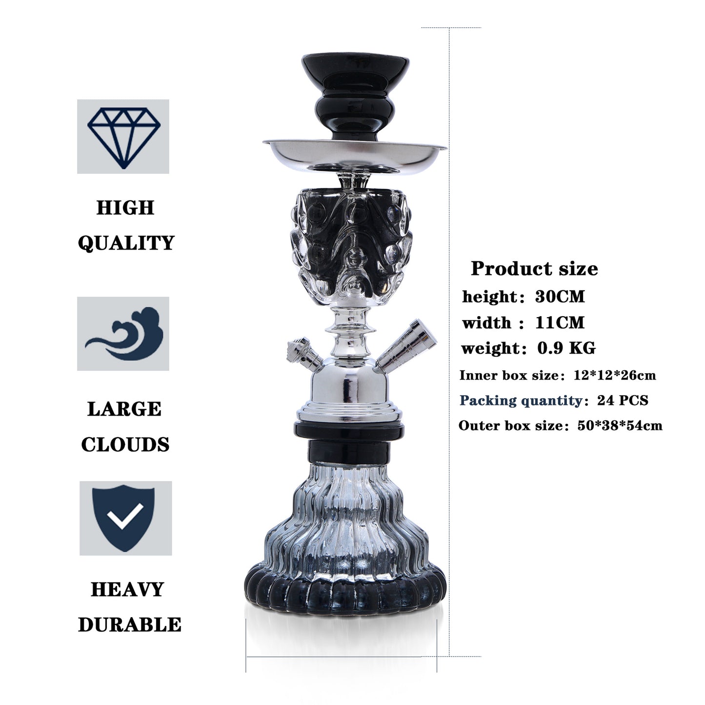 Complete Arab Glass Hookah Set