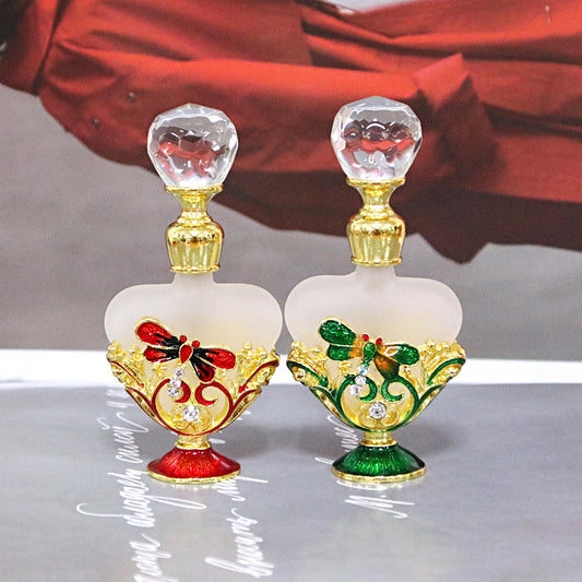 4ml Hand-Painted Heart-shaped Dragonfly Rhinestone Perfume Bottle