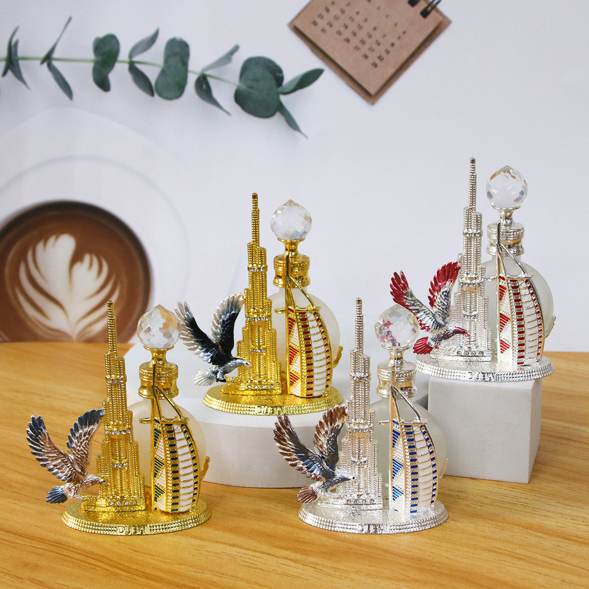 10ml Sailboat Burj Khalifa Hand-Painted Falcon-Inlaid Diamond Glass Dropper Perfume Bottle