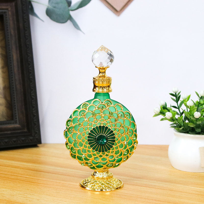 Middle East Style High-End Handcrafted Rhinestone-Embedded Painted Perfume and Essential Oil Bottle