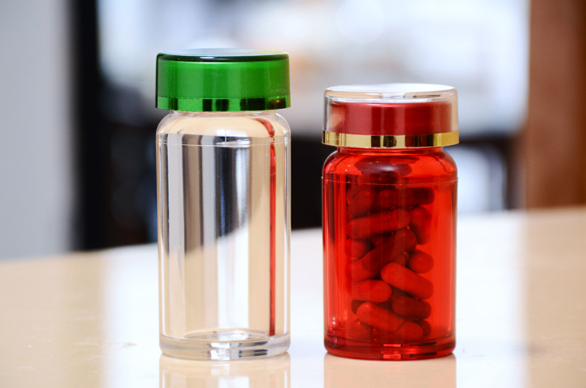 Double-layer acrylic capsule bottle, saffron tonic, health product, small medicine bottle, acrylic light-proof bottle