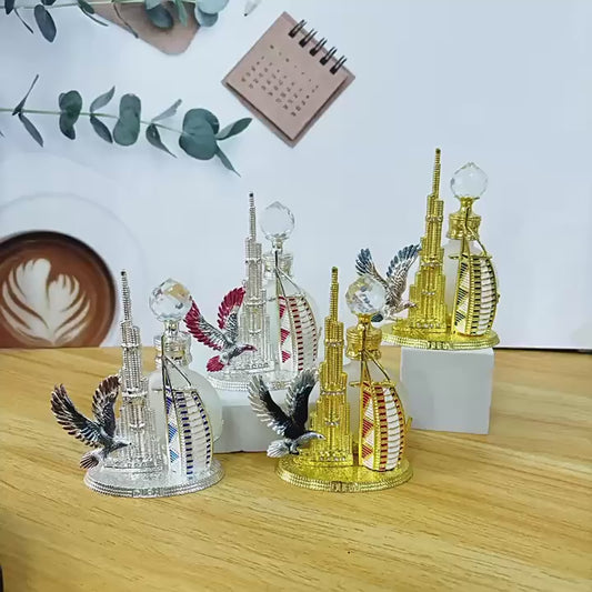 10ml Sailboat Burj Khalifa Hand-Painted Falcon-Inlaid Diamond Glass Dropper Perfume Bottle